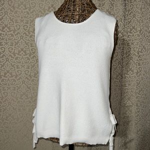 White sleeveless sweater, side ties, Large, Time & Tru